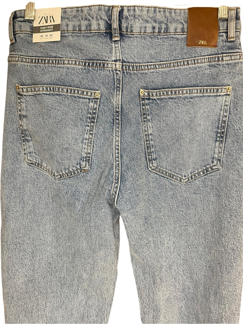 Zara High Rise Straight Jeans Light Blue - Picture 8 of 16